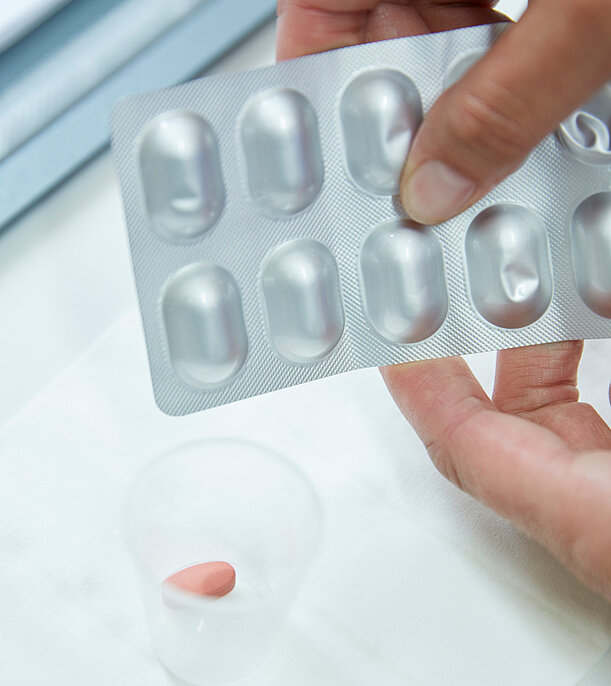 Preparing a drug administration Picture: Anticonvulsants in tablet form are prepared for the patient