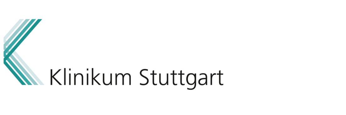Logo: The logo consists of the green image element with the abstract K, and the black lettering Klinikum Stuttgart.