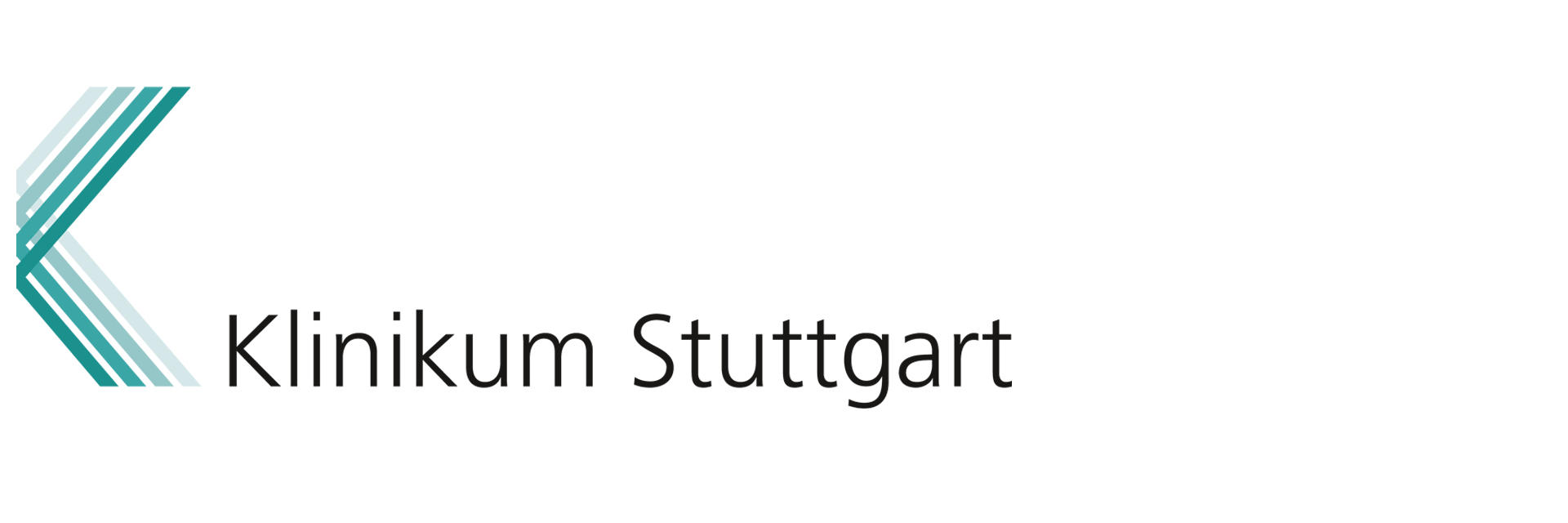 Logo Klinikum Stuttgart Logo: The logo consists of the green image element with the abstract K, and the black lettering Klinikum Stuttgart.